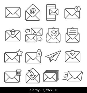 Symbol für E-Mail-Zeile auf weißem Hintergrund gesetzt Stock Vektor