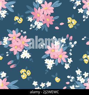 Schönes nahtloses Blumenstrauß-Muster Stockfoto