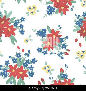 Schönes nahtloses Blumenstrauß-Muster Stockfoto