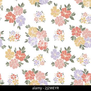 Wunderschönes, nahtlos gestimmtes Blumenmuster Stockfoto