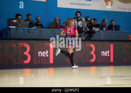 ARANDJELOVAC, SERBIEN - 02. APRIL: Während des Halbfinalmatches der EHF-Frauen im Europacup zwischen ZRK Bekament Bukovicka Banja und Costa del Sol Malaga am 2. April 2022 in Arandjelovac, Serbien. (Foto von Nikola Krstic/MB Media/Getty Images) Stockfoto