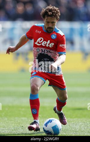 Gewiss Stadium, Bergamo, Italien, 03. April 2022, Mario Rui (SSC Napoli) in Aktion während des Spiels Atalanta BC gegen SSC Napoli - italienische Fußballserie A Stockfoto