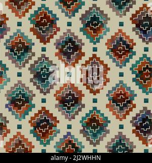 Nahtloses Mehrfarbiger Teppich Mit Geometrischem Rautenmuster Stockfoto
