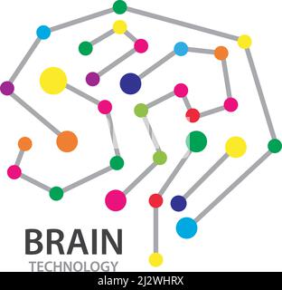 Brain Technology Logo Vektor-Symbolvorlage Stock Vektor