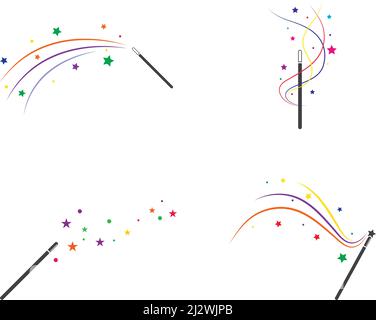 Vektorvorlage für Magic Stick Icon Set Stock Vektor