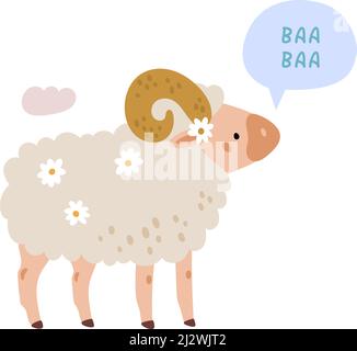 Schafe reden. „Farm Animal Saying Sound baa“ Stock Vektor