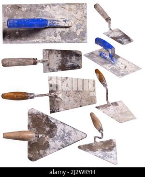 Ein kleiner Schraubstock, der in einer Modellierwerkstatt verwendet wird. Isolierter Hintergrund. Stockfoto