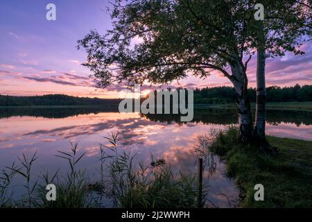 Frühherbstabend am Großen Ostersee, Bayern, Deutschland, Europa Stockfoto