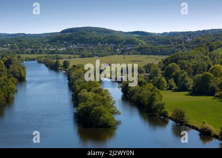 Blick vom Harkort-Turm ins Ruhrtal, in Wetter, Ruhr, Nordrhein-Westfalen, Deutschland Stockfoto