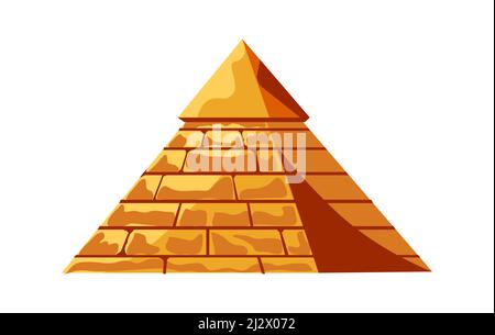 Ägyptische Pyramide aus goldenen Sandblöcken, Grab des pharao, Cartoon-Vektor-Illustration Stock Vektor