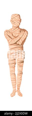 Mumie Schaffung Cartoon Vektor Illustration. Phase der Mumifizierung Prozess, Einbalsamierung toter Körper, wickeln sie mit Tuch. Traditionen des alten Ägypten, Stock Vektor