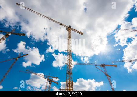 Baukräne, HafenCity, Hamburg-Mitte, Hamburg, Deutschland Stockfoto