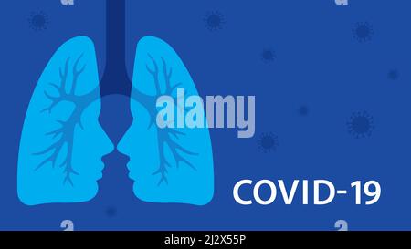 Stilisierte menschliche Lungen und neuartiges Coronavirus. Konzept der Coronavirus-Quarantäne. Vektorgrafik. Stock Vektor