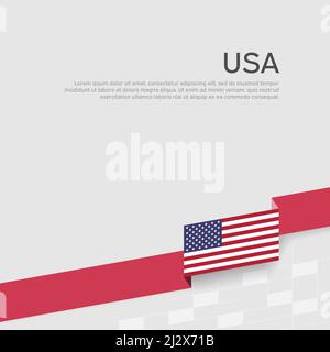 Hintergrund der US-Flagge. Farbbandflagge der usa auf weißem Hintergrund. Nationales amerikanisches Plakat. Vektor-Tricolor-Flachdesign. staatliches amerikanisches Patriotikum Stock Vektor
