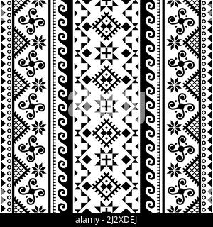 Ukrainische Ostern egss Stil Vektor nahtlose Volkskunst Muster - Hutsul geometrische Ornament in schwarz und weiß Stock Vektor