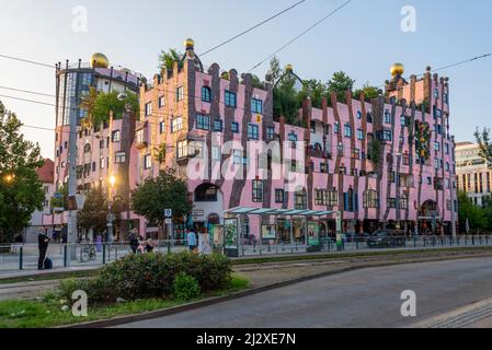 Hundertwasserhaus Grüne Zitadelle, Magdeburg, Sachsen-Anhalt, Deutschland Stockfoto