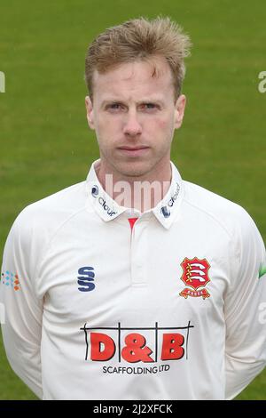 Adam Wheater von Essex in County Championship Kit während des Essex CCC Press Day am 4.. April 2022 auf dem Cloud County Ground Stockfoto