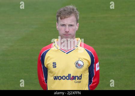 Adam Wheater von Essex im T20 Kit während des Essex CCC Press Day auf dem Cloud County Ground am 4.. April 2022 Stockfoto