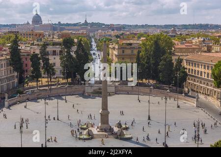 Rom, Piazza del Popolo, Blick von der Panoramaterrasse des Monte Pincio Stockfoto