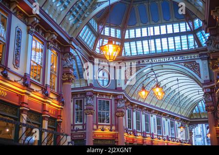 Leadenhall Market, Liverpool Street, London, England, Großbritannien Stockfoto