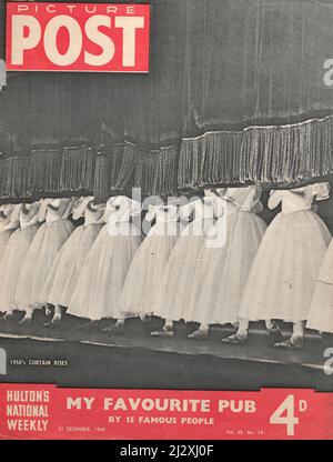 Picture Post Dezember 1949 Titelseite Titelseite Vorhang Aufstieg Kleid Stockfoto