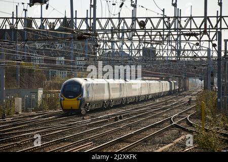 Crewe, Che-Hire. Bahnhof Crewe an der WCML Stockfoto