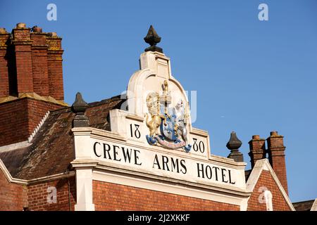 Crewe, Che-Hire. Das erste konstruierte Bahnhotel, erbaut 1830 im Best Western Crewe Arms Hotel Stockfoto