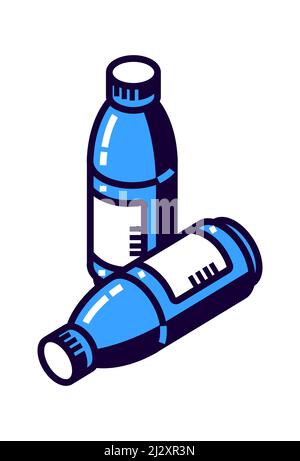 Plastikflasche für Mineralwasser oder andere Getränke, Karikatur Vektor Illustration isometrische Symbol auf weißem Hintergrund isoliert Stock Vektor