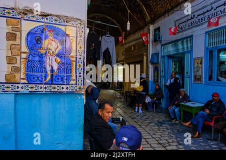 Tunesien, Sousse, Medina, die von der UNESCO zum Weltkulturerbe erklärt wurde, traditionelles Café Stockfoto