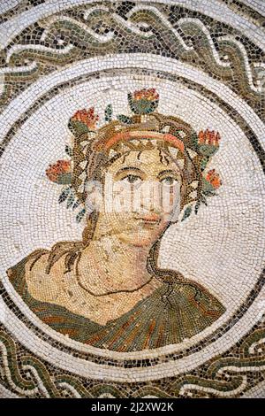 Tunesien, tunesische Zentralküste, El Jem, El Jem Museum, römisches Mosaik, 2. und 3. Jahrhundert Stockfoto