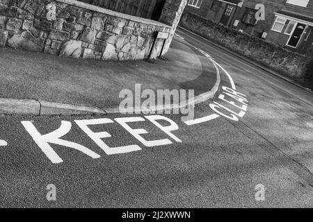 Kein Warten, kein Parken, Fahrzeuge, Zufahrt, Nebenstraßen, Blockiert Verbindungen, hält sich frei, hält Hindernisse frei, Zugriff erforderlich, rechtlich durchsetzbar Stockfoto