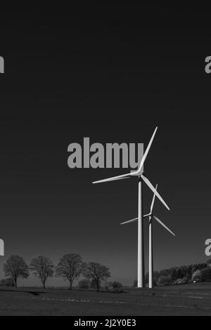 Windturbinen im Feld, abstrakt Stockfoto