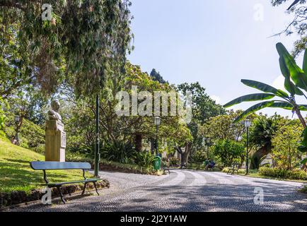 Funchal, städtischer Flughafen Jardim, Denkmal für Simon Bolivar Stockfoto