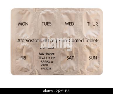 Northstar Atorvastatin 40 mg Filmbeschichtete Tabletten im Blisterpack Stockfoto