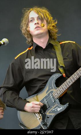 Dave McCabe, The Zutons, V2005, Hylands Park, Chelmsford, Essex, Großbritannien - 20. August 2005 Stockfoto