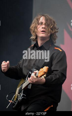 Dave McCabe, The Zutons, V2005, Hylands Park, Chelmsford, Essex, Großbritannien - 20. August 2005 Stockfoto