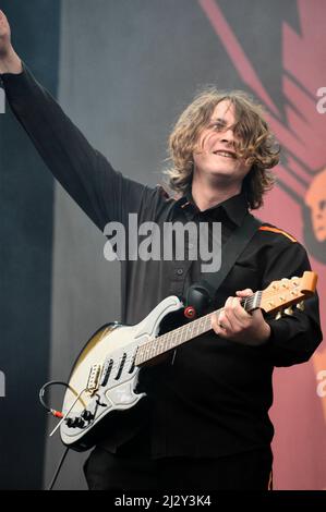 Dave McCabe, The Zutons, V2005, Hylands Park, Chelmsford, Essex, Großbritannien - 20. August 2005 Stockfoto