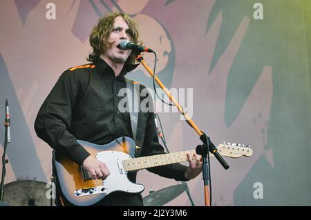 Dave McCabe, The Zutons, V2005, Hylands Park, Chelmsford, Essex, Großbritannien - 20. August 2005 Stockfoto