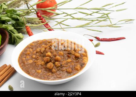 Punjabi Chhole Auch Bekannt Als Chhola Masala Sabji Amritsari Chole Sabzi Masaledar Chana Chola Oder Kichererbsen Veg Curry Wird Aus Chick Peas Zwiebeltomate Hergestellt Stockfoto