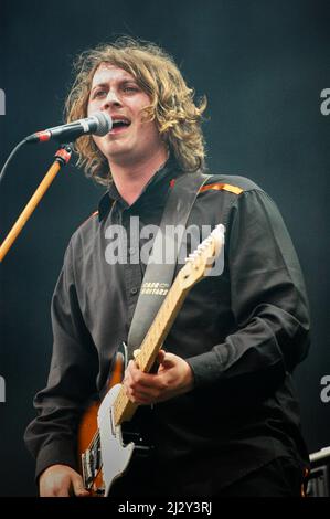 Dave McCabe, The Zutons, V2005, Hylands Park, Chelmsford, Essex, Großbritannien - 20. August 2005 Stockfoto