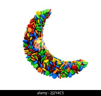 Die Mondform des Halbmondes, Eid Ramadan Muslim-Zeichen, Schokolade beschichtete Süßigkeiten 3D Illustration Stockfoto