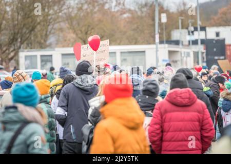 Regensburg, Bayern, 26. Januar 2022: Sprecher bei einer Anti-Corona-Demonstration für die Selbstbestimmung der Friedensfreiheit in Regensburg Stockfoto