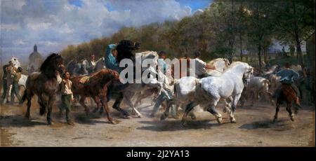 Rosa Bonheur. Gemälde mit dem Titel "The Horse Fair" von Rosa Bonheur (Marie-Rosalie Bonheur: 1822-1899), Öl auf Leinwand, 1855 Stockfoto