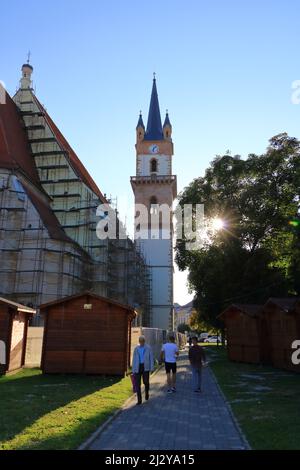 September 8 2021 - Bistrita, Bistritz, Rumänien: Blick auf alte Häuser in der Altstadt Rumäniens Stockfoto