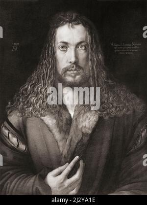 Albrecht Durer, 1471 - 1528. Nach einem Selbstporträt von Durer im Alter von 28 Jahren. Gestochen von Johann Woelfle. Stockfoto