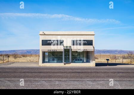 Prada Marfa Shoe Store Art Installation, Marfa Texas, Presidio County Stockfoto