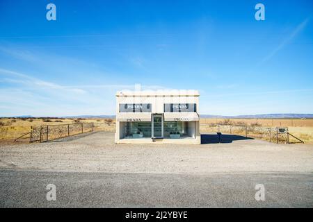 Prada Marfa Shoe Store Art Installation, Marfa Texas, Presidio County Stockfoto