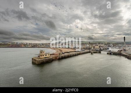 Peel Harbour an der irischen Küste der Isle of man Stockfoto