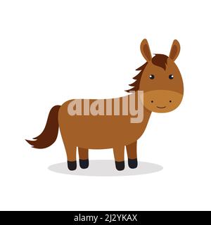Niedliches Pferd im flachen Stil isoliert auf weißem Hintergrund EPS 10 Stock Vektor