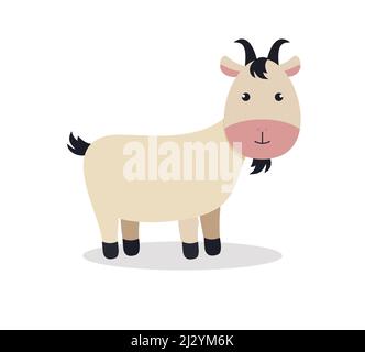 Niedliche Ziege im flachen Stil isoliert auf weißem Hintergrund EPS 10 Stock Vektor
